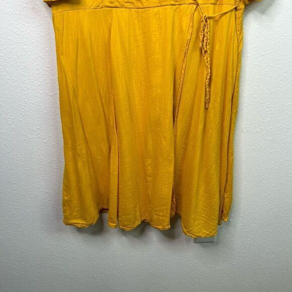 Old Navy Yellow Tie Waist Short Sleeve Midi Cotton Rayon Dress Women's Size 1X - Picture 3 of 15